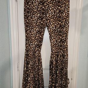 Leopard Or Cheetah Print Flared Women's Pants